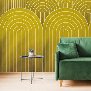 Tapeta hořčičný vzor duhy Mid-Century