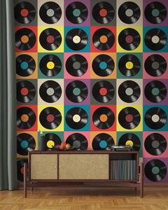 Fototapeta Vzor černých vinylových desek, Designové fototapety na zeď, Populární fototapety, u51622 - Tapeko.co.cz