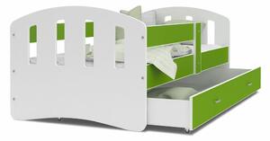 AJK - meble Dětská postel Happy 80x140 cm s úložným šuplíkem, roštem a zábranou