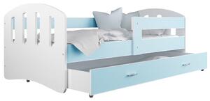 AJK - meble Dětská postel Happy 80x140 cm s úložným šuplíkem, roštem a zábranou