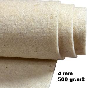 Vlněná technická plsť (filc) 4 mm barva Ecru, metráž 150 cm