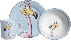 Dětská jídelní sada Ritzenhoff & Breker HAPPY ZOO 3 dílná, plameňák, porcelán 413342