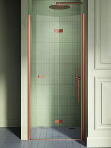 New Trendy New Soleo Copper Brushed sprchové dveře 90 cm skládací měděná kartáčovaný/průhledné sklo D-0503A