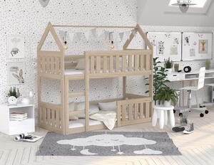 AJK - meble Dětská dvoupatrová postel Domek Mini 80x190 cm s rošty zdarma
