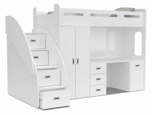 AJK - meble Patrová postel se stolem a skříní Zuzia Plus 80x200 cm + rošt ZDARMA