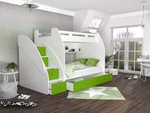 AJK - meble Dvoupatrová postel s úložným prostorem a schody Zuzia 90/120x200 cm + rošt ZDARMA