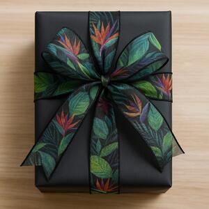 Stuha taftová MIDNIGHT JUNGLE černá 40mm x 2m (15,-Kč/m)