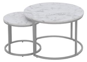 Konferenční stolek POULO mramor/stříbrná, set 2 ks