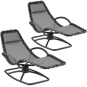 Tectake Zahradní lehátko Toulon, ergonomické, funkce houpání - šedá,Sada 2 kusů