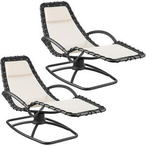 Tectake Zahradní lehátko Toulon, ergonomické, funkce houpání - béžová,Sada 2 kusů