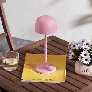 Lindby LED dobíjecí stolní lampa Arietty, růžová, hliník, Ø 10,5 cm