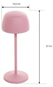 Lindby LED dobíjecí stolní lampa Arietty, růžová, hliník, Ø 10,5 cm
