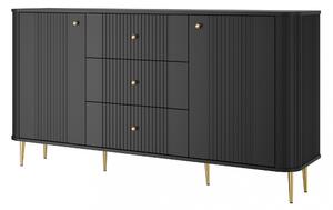 Komoda Versper 160 cm - černá / zlaté nohy