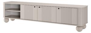 TV stolek Vesper 3D 187 cm - kašmírový / černé úchytky / kulaté nožky kašmír