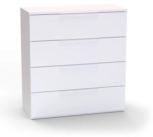 Komoda VARIO 4 Bílá, nerez úchytky