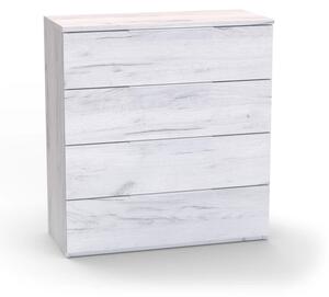 Komoda VARIO 4 Dub bělený, nerez úchytky