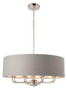 Endon 94415 - Lustr na řetězu HIGHCLERE 8xE14/40W/230V šedá/lesklý chrom