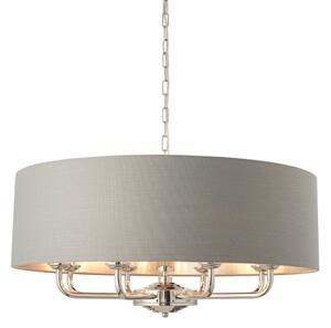 Endon 94415 - Lustr na řetězu HIGHCLERE 8xE14/40W/230V šedá/lesklý chrom