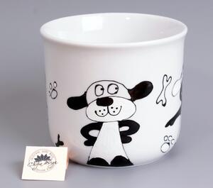Porcelán hrnek 0,6 L - černobílý pes