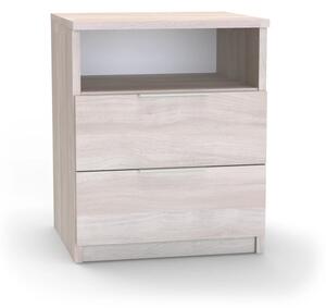 Noční stolek VARIO 2 Jasan šedý, nerez úchytky