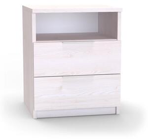 Noční stolek VARIO 2 Modřín latte, nerez úchytky