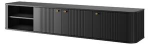 Závěsný TV stolek Vesper 3D 187 cm - černý / zlaté úchytky