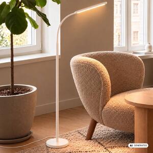 Briloner LED stojací lampa Mura, bílá, výška 170 cm, kov, dotykový stmívač, stmívatelný, Bílá / opál, Obývací pokoj / jídelna, Plast, Moderní