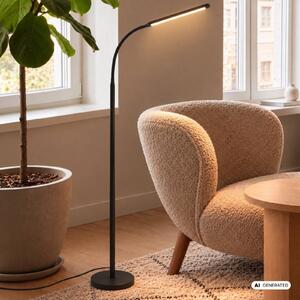 Briloner LED stojací lampa Mura, černá, výška 170 cm, kovový dotykový stmívač, stmívatelný, Černá, Obývací pokoj / jídelna, Plast, Moderní