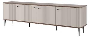 TV stolek Vesper 4D 187 cm - kašmírový / dekor ořech / černé nožky