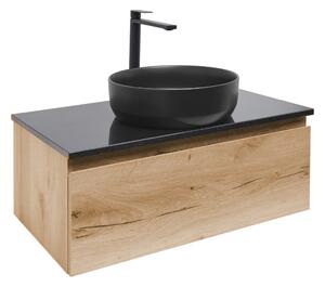 Koupelnová skříňka s umyvadlem a technickým kamenem SAT B-Way 79x30x45 cm dub BWAY80OAKTKUB