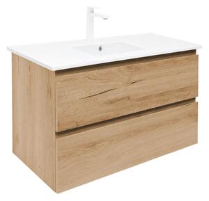 Koupelnová skříňka 2 zásuvková s umyvadlem SAT B-Way 99x50x45 cm dub mat BWAY2100OAKU4B2