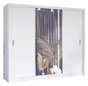 Šatní skříň se zrcadlem SABRINA 250x215x61 cm bílá