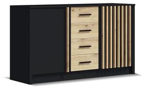 Komoda TAYLER 140x86x47 cm černá/dub craft