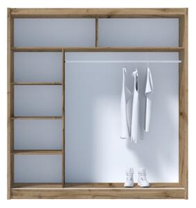 Šatní skříň se zrcadlem SABRINA 203x215x61 cm dub woltan