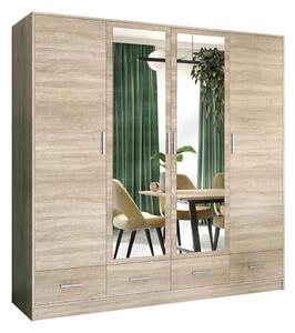 Šatní skříň se zrcadlem SANNA 200x215x58 cm dub sonoma