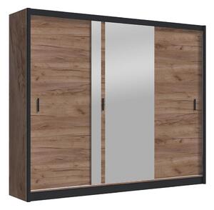 Šatní skříň se zrcadlem SABRINA 250x215x61 cm dub craft