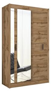 Šatní skříň se zrcadlem SABRINA 120x215x61 cm dub woltan