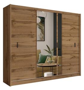 Šatní skříň se zrcadlem SABRINA 250x215x61 cm dub woltan