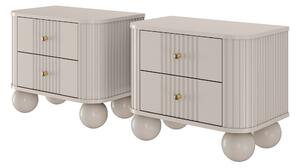 Set nočních stolků Vesper 56 cm - kašmírová / zlaté úchytky / kulaté kašmírové nohy