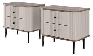 Set nočních stolků Vesper 56 cm - kašmírová / ořech / černé nohy
