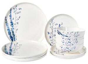 Sada 12 kusů nádobí MAHLEB Porcelán Bílá/Modrá