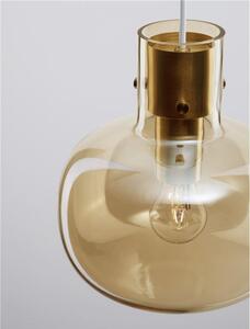 Nova Luce Závěsné svítidlo CINZIA šampaň sklo bílá kabel mosazný zlatý kov E27 1x12W
