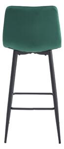 SUPPLIES ARCETO Barová sametová otočná židle v zelené barvě