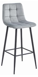 Barová sametová otočná židle ARCETO v šedé barvě