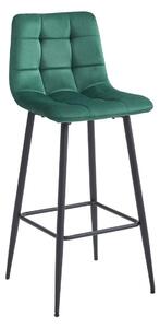 Barová sametová otočná židle ARCETO v zelené barvě