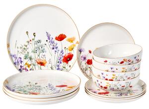 Sada 12 kusů nádobí EPAZOTE Porcelán Bílá