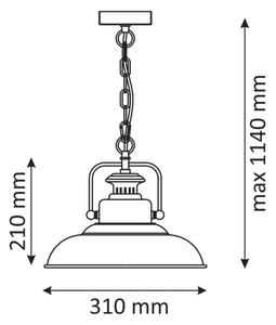 Lustr na řetězu ICELAND 1xE27/20W/230V