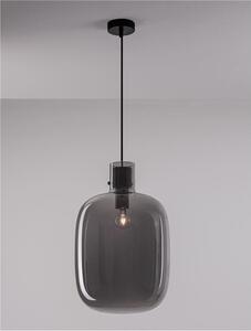 Nova Luce Závěsné svítidlo CINZIA kouřové sklo černý kabel černá kovová základna E27 1x12W