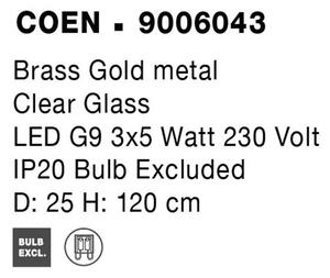 Nova Luce Závěsné svítidlo COEN mosazný zlatý kov čiré sklo G9 3x5W