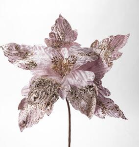 Květ POINSETTIA třpytivá 45 cm, světle růžová